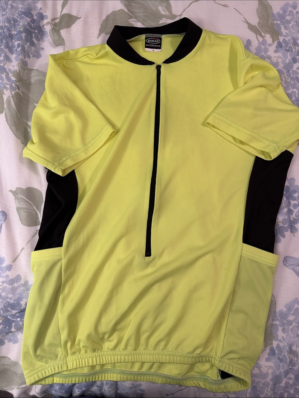 Hi-Vis Yellow Cycling Jersey with Black Accents